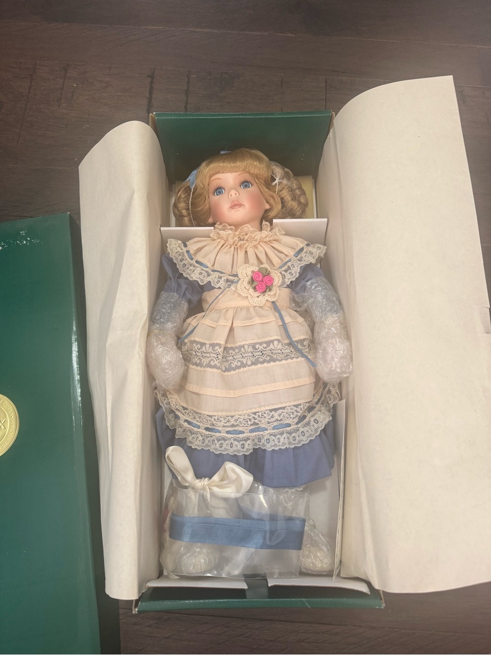 Lenox Emily’s Tea Party Porcelain Doll in Blue and Cream Dress 700/5000
